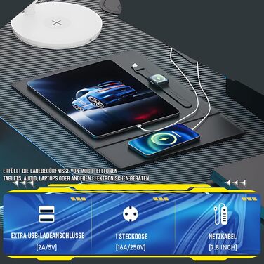 Стіл ігровий COMHOMA L-подібний з полицею, USB-зарядкою та розеткою, 120 см, для офісу та дому, чорний