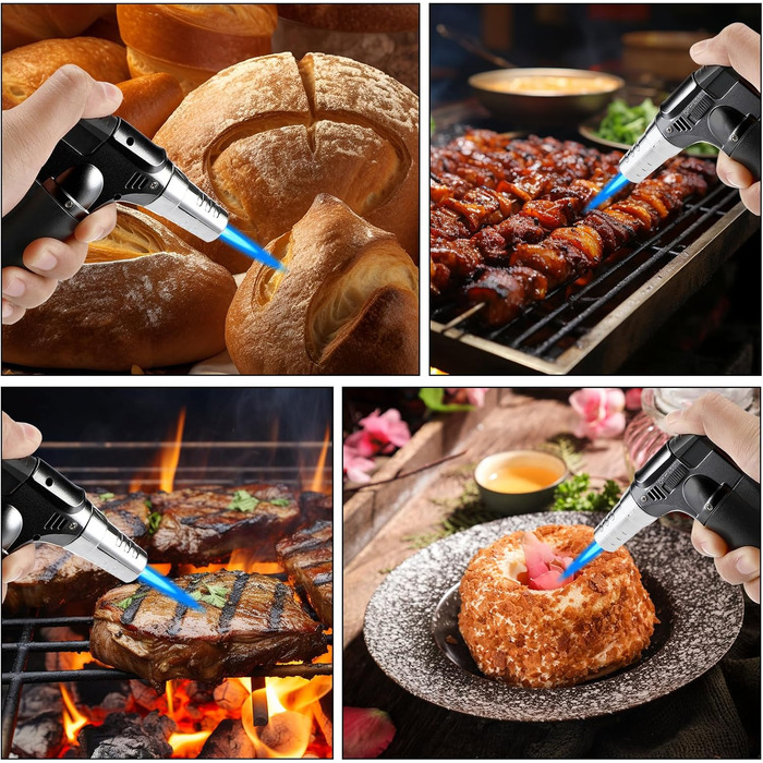 Фламбер (Royouzi) з блокуванням безпеки: регульований, наповнюваний, для приготування Crème brûlée, грилю, приготування їжі, кемпінгу