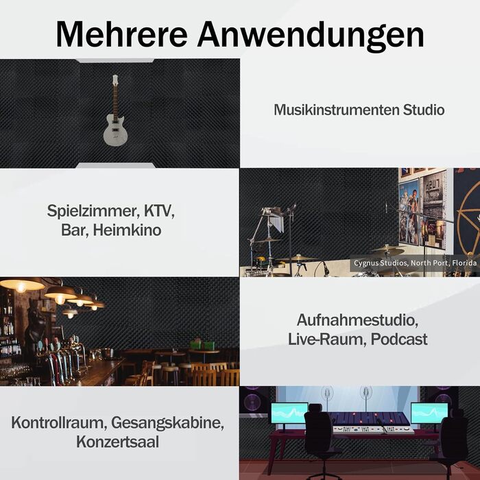 Акустичний поролон самоклеящийся пірамідальний, панелі для звукоізоляції та шумопоглинання (30x30x3 см, 36 шт), чорний — для студії, офісу та дому