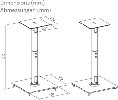 Підставка для акустики з металу та скла (пара) - 25 кг, 61 см