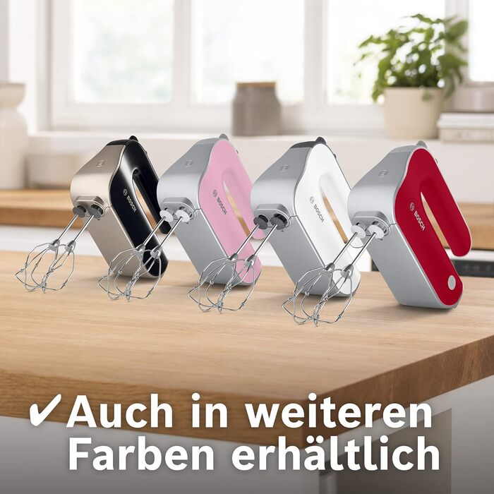 Ручний міксер Bosch MFQ40302 Mint Turquoise/Silber: 500W, 5 швидкостей + Turbo, 2 вінчики, 2 гаки для тіста, нержавіюча сталь, миється в посудомийній машині