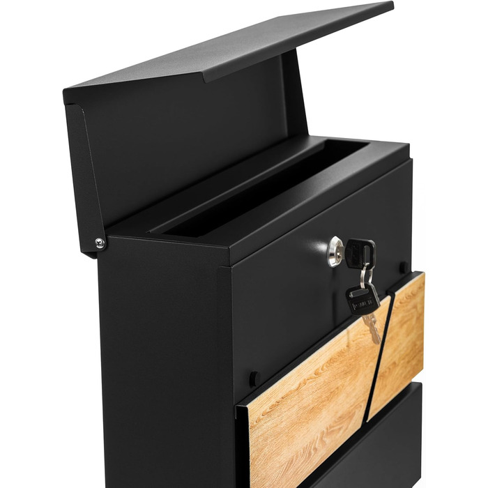 Поштова скринька Verda з газетницею, антрацит RAL 7016, срібло, 37x37x11 см, 2 ключі, монтажний комплект. Дизайнерська настінна поштова скринька