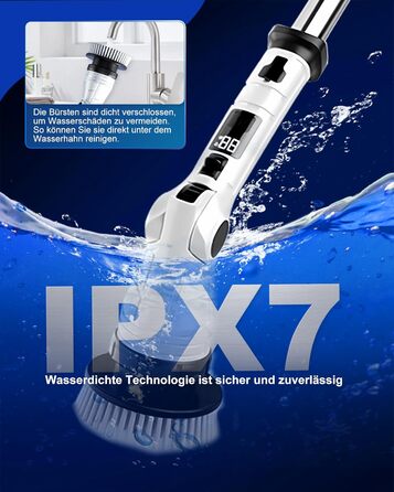 Електрична щітка для прибирання щілин, універсальна для ванної, кухні та авто. 8 насадок, регульована ручка, 3 швидкості. Набір з відром та шваброю