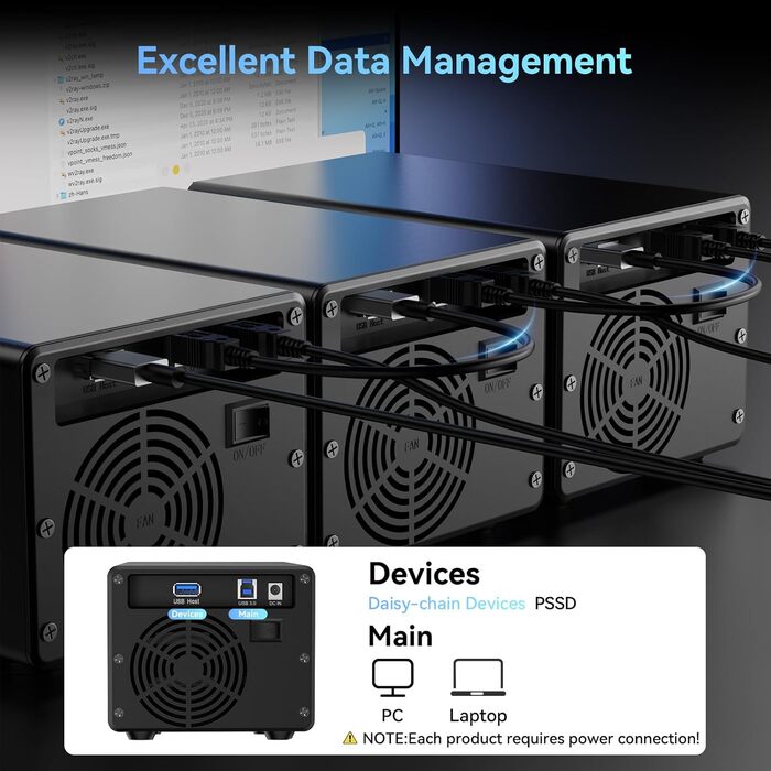 Корпус для жорстких дисків CENMATE з трьома відсіками для 2.5'/3.5' SATA HDD/SSD з USB 3.0, без інструментів, Daisy Chain, DAS (не RAID/NAS)
