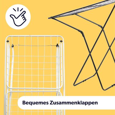 Сушарка для білизни KADAX з крилами, 18/23м, сталева, складна (біла/чорна)