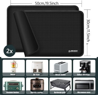 Стійка до нагріву підставка під фритюрницю, термостійкий килимок для кухонних поверхонь, силіконовий килимок (50x30см, чорний)