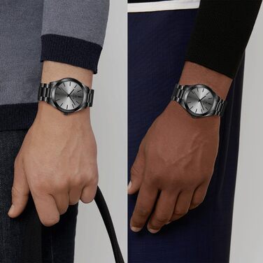 Чоловічий годинник LN LENQIN з нержавіючої сталі, водостійкий (30м), кварцовий, аналоговий, для бізнесу та повсякденного носіння (01 - Чорний)