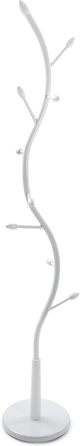 Versa Swindon Minimalist Coat Rack for Entryway, with 9 Hooks for Clothes or Bags, Dimensions (H x W x D) 185 x 32 x 32 cm, Metal, Color: White