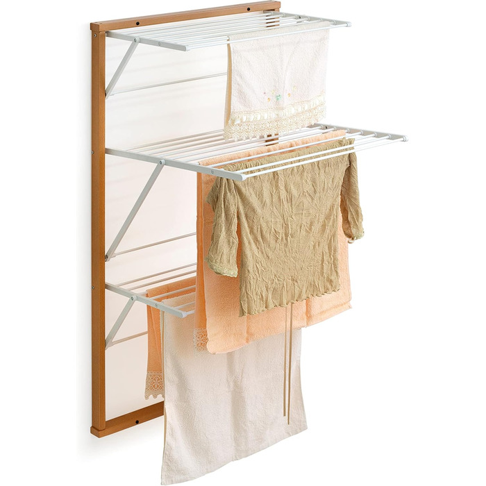 Настінна сушарка для білизни Karim від Arredamenti Italia, дерев'яна, висувна, 16 м дроту, фініш з вишневого дерева, міцна конструкція з масиву, незалежні сітки P63 x L68 x H119 см, колір вишня