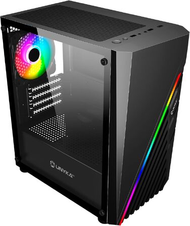 Ігровий корпус для ПК UNYKA GLAYZE Micro ATX, ARGB підсвітка, загартоване скло, 120мм ARGB вентилятори, USB 3.0/2.0