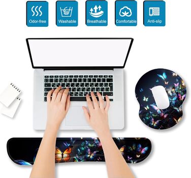 Підкладка під мишу та клавіатуру ergonomic ARTSO з гелевою підтримкою зап'ястя, набір для комфортної роботи, зменшення болю
