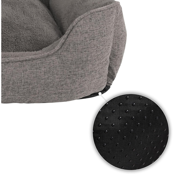 М'яке ліжко для собак та котів Lionto знімний чохол, 75x60 см, сірий колір, антиковзаюче дно