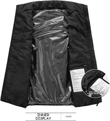 Обогрівальна жилетка для чоловіків та жінок, USB, 9 зон нагріву, жилетка з підігрівом для активного відпочинку, туризму та катання на лижах (без Powerbank), E#schwarz XXL