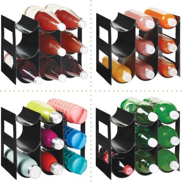 mDesign Practical Wine and Bottle Rack – Plastic Wine Rack Holds Up to 9 Bottles – Freestanding Shelf for Wine Bottles or Other Beverages – Black