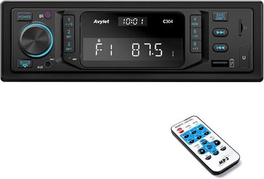 Автомагнітола 1 DIN Avylet Bluetooth 5.0, RDS/FM/AM, 7 кольорів підсвітки, USB, AUX-IN, MP3, підтримка 30 радіостанцій, функція гучного зв'язку