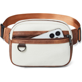 Жіноча та чоловіча поясна сумка, 2 л, веганська шкіра, коричнева, 8 дюймів. Ідеальна для подорожей, піших прогулянок та бігу.