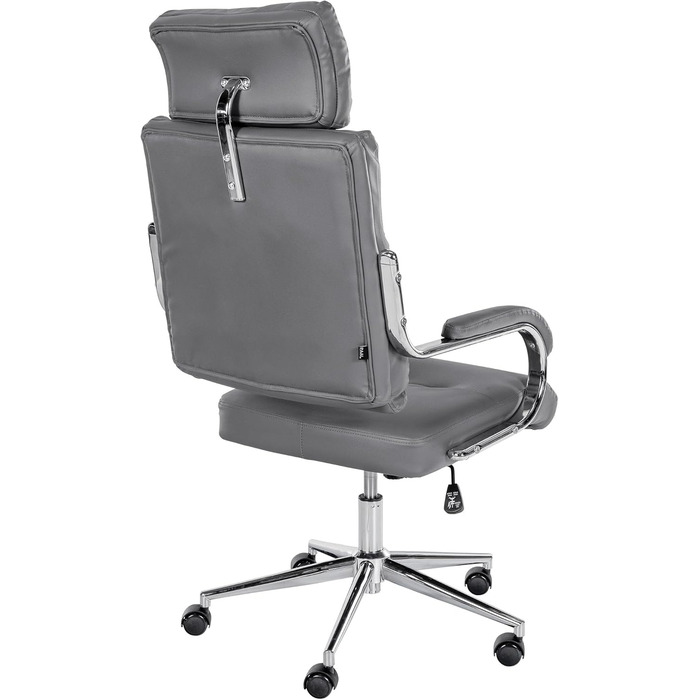 Офісне крісло CLP Campo з штучної шкіри: регульована висота та поворотний механізм, до 135 кг, з підлокітниками, сірий колір