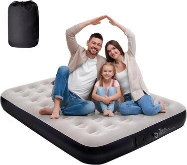 Надувне ліжко для двох осіб, самонадувне, з електричним насосом, 198x152 см