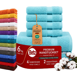 Набір махрових рушників Betz Premium 6 шт. (4 шт. 50x100 см, 2 шт. 70x140 см), 100% бавовна, колір Ocean — для ванної та гостей
