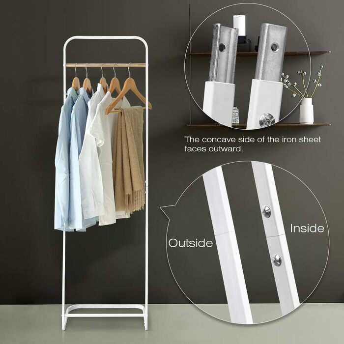 Stable Clothes Rack Coat Stand Slim Coat Rack Metal Coat Rack for Bedroom L16xB16x55 Inches, White…