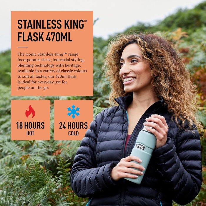 Kleine King Stainless Steel Thermos Flask - 470ml Copper Insulated Hot & Cold Drink Container