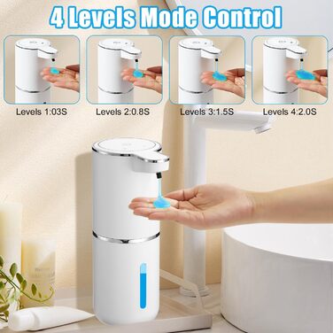 Автоматичний диспенсер мила з піни, 380 мл, сенсорний, USB, водонепроникний, для кухні, ванної, школи, готелю, білий (рідина)