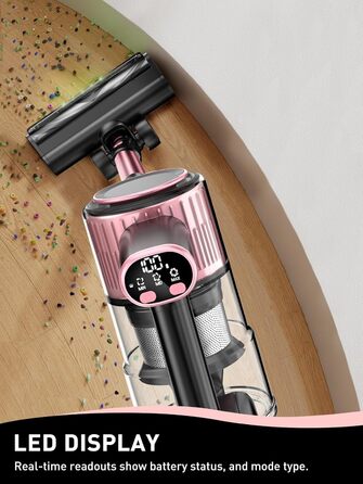 Бездротовий пилосос 8-в-1, потужний, легкий, з LED-дисплеєм, 3 режими, 45 хв, для дому, твердих поверхонь, килимів, шерсті тварин