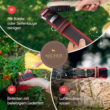 Нашийник для собак Michur Minimo Rot з натуральної шкіри, червоно-чорний, різні розміри, обхват шиї 28-36 см