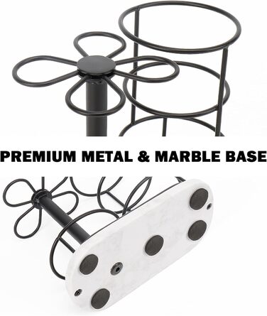 HarJue Toothbrush Holder for Bathroom, Metal Toothbrush Organizer with Marble Base, Toothbrush Storage Collection for Family, Suitable for Home, Hotel, Countertop, Vanity (Matte Black, Medium)
