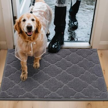 Килимок придверний COSY HOMEER 50x80 см сірий, антиковзний, вологостійкий, для кухні, коридору, тераси - машинне прання