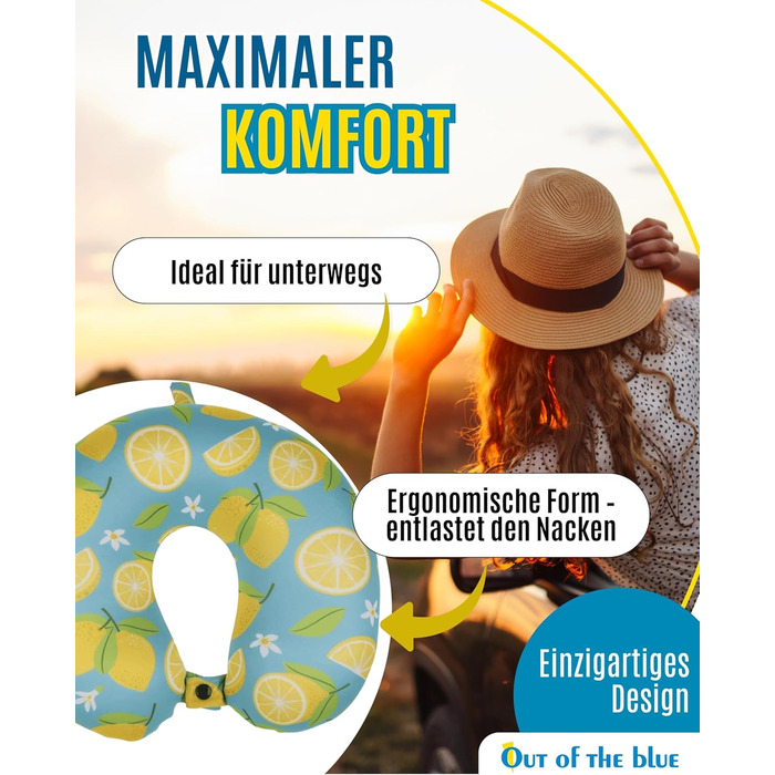 Подушка для шиї Lemons з мікрогранулятом - ергономічна подушка для подорожей (30x30 см)