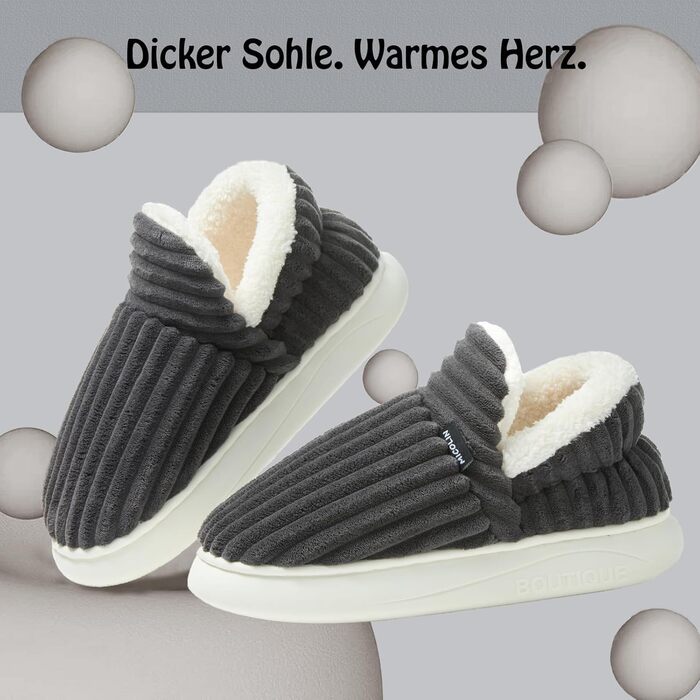 Чоловічі та жіночі тапочки зимові теплі, закриті, з плюшем, м'які, сучасні, зручні, елегантні, з антиковзким покриттям, з піною Memory, 40/41 EU, чорні