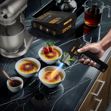 Газовий пальник LEXIVON LX-775 для кухні з дитячим замком та регульованим полум'ям | Пальник для крем-брюле та DIY | Алюмінієвий балон