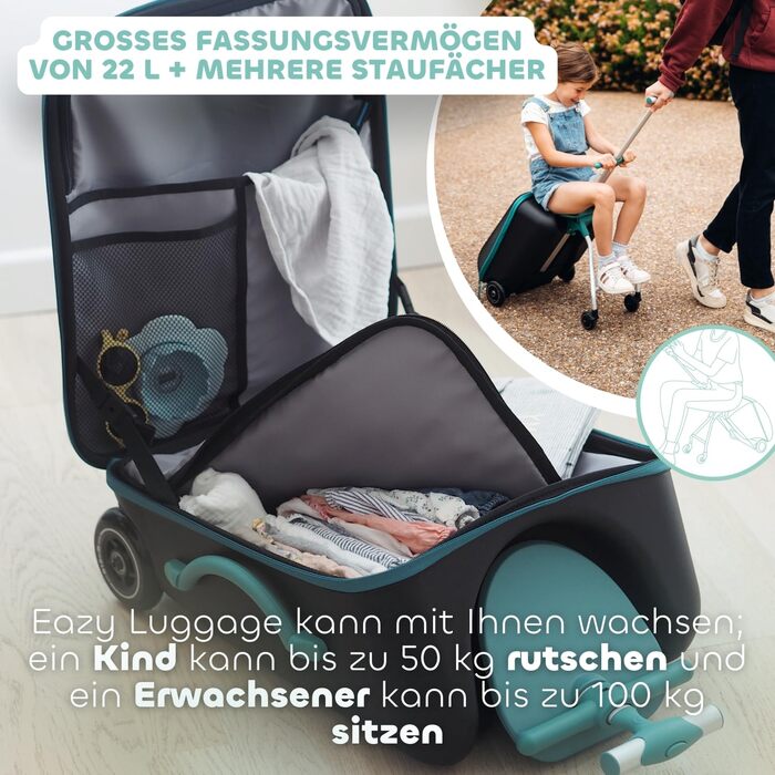 BÉABA Luggage Eazy: дитячий валіза-стілець 2-в-1, 22 л, блакитний, від 4 років