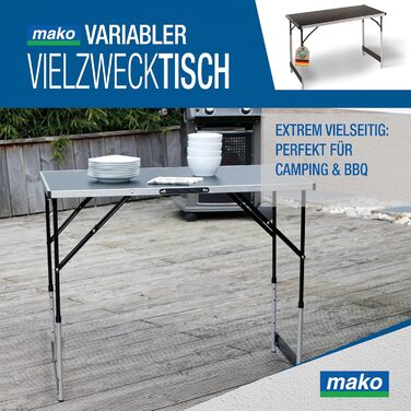 Складний алюмінієвий стіл для кемпінгу з 4 табуретами – міцний, регульований, 100x60x90 см