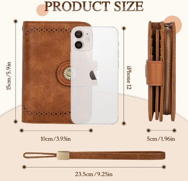 TEUEN Women's Wallet Large Capacity PU Leather Vintage Card Holder Purse Organizer Wallet Medium Size with RFID Blocking and Multiple Compartments