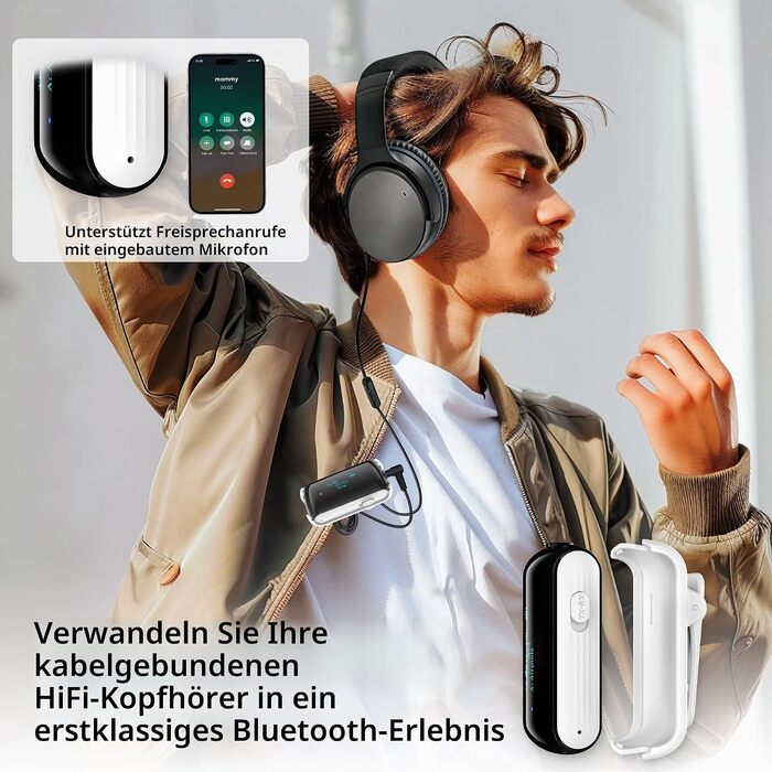 Bluetooth 5.2 адаптер для літака, передавач для 2 навушників AirPods та бездротових гарнітур (Білий)