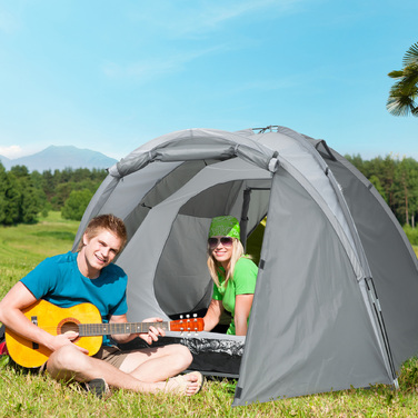 Outsunny Camping Tent for 2-3 People, Dome Tent with Door and Mesh Windows, Weatherproof with PU2000mm, Includes Grey Carrying Bag