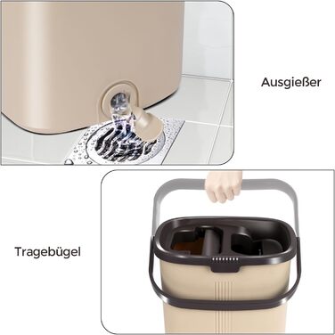 Mop Set with Bucket, Masthome Floor Mop Set with Adjustable Stainless Steel Handle, Bucket with Mop and 6 Microfiber Mop Pads, Cleaning Set with Floor Mop for All Floor Types Floor Cleaning