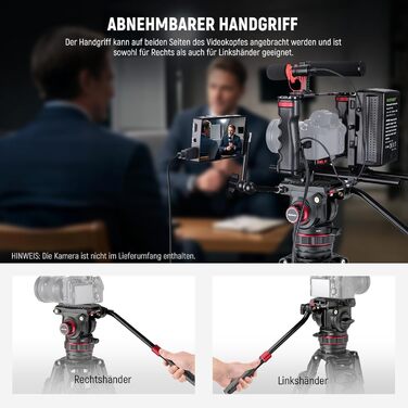 NEEWER Штатив відео професійний 74' з Fluid-головкою, сумісний з DJI RS, для DSLR, максимальне навантаження 8кг (LL37)