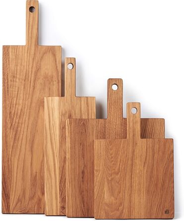Edelding Cutting and Serving Board made of high-quality oak, 43 x 15 cm in size with a practical 12 cm handle | Antibacterial kitchen board | Serving board, breakfast board, solid wood board