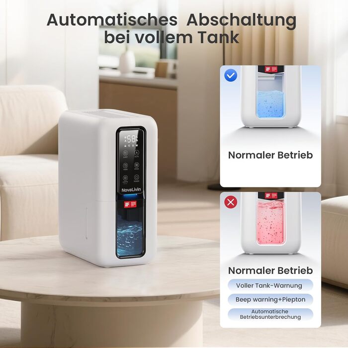 Електричний осушувач повітря з 2L резервуаром для води, автоматичне вимкнення та регулювання вологості, для ванної кімнати, спальні, шафи (білий)