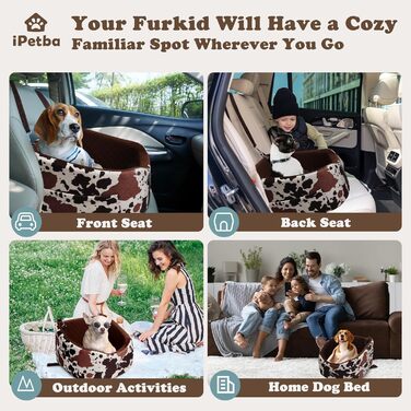 Автокрісло для собак iPetba - безпечне та зручне автокрісло для маленьких собак, захист від зіткнень, антиковзаюча поверхня, захист салону авто, знімне та миється, зелено-коричневе