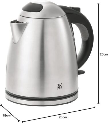 WMF Stelio Stainless Steel Kettle 1.2L, Electric Kettle with Scale Water Filter, 2400 W, Illuminated Water Level Indicator, Matte Stainless Steel