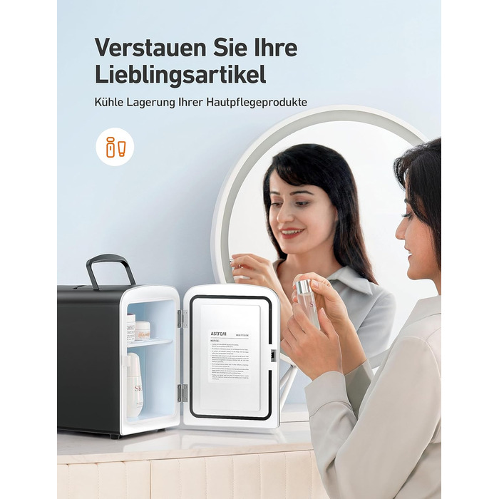 Міні-холодильник AstroAI, 4 літри, 6 банок, для авто, офісу, кімнати, косметики, 220V/12V, чорний