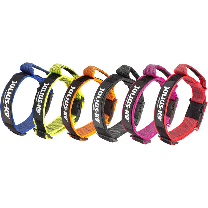 Нашийник Julius K9 200HA-K-2015 серії Color & Gray, чорно-сірий, регульований, з надійним затвором та логотипом, ширина 50 мм, розмір 49-70 см (з ручкою 40 мм, 38-53 см, неоново-сірий)