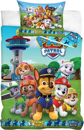 Комплект постільної білизни для дитячого ліжечка Paw Patrol: 100x135 см + 40x60 см, бавовна, 2 шт.
