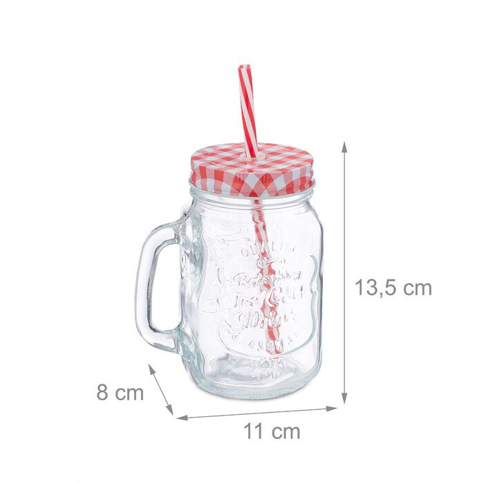 Relaxdays Set of 10 Colorful Drinking Glasses with Lids