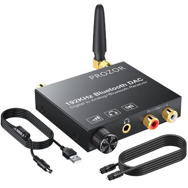 Bluetooth аудіоприймач PROZOR DAC: перетворювач з оптичним входом, Aux/RCA, регулювання гучності