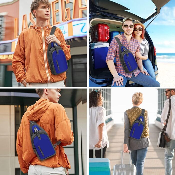 Чоловіча нагрудна сумка-рюкзак на плече, Crossbody Bag, для активного відпочинку, спорту та прогулянок з собакою (Блакитна)